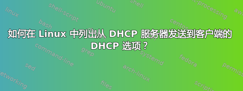 如何在 Linux 中列出从 DHCP 服务器发送到客户端的 DHCP 选项？