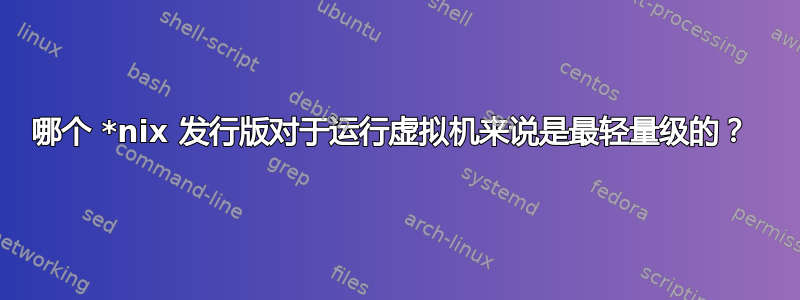 哪个 *nix 发行版对于运行虚拟机来说是最轻量级的？ 