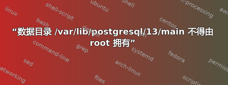 “数据目录 /var/lib/postgresql/13/main 不得由 root 拥有”