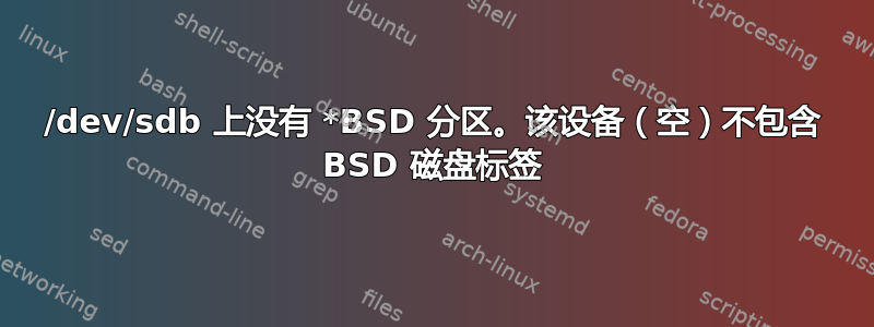 /dev/sdb 上没有 *BSD 分区。该设备（空）不包含 BSD 磁盘标签