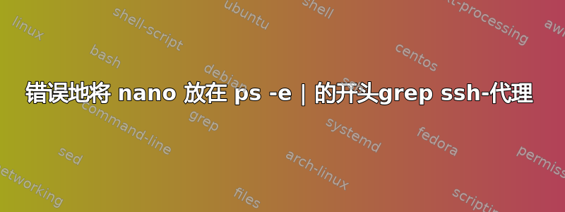 错误地将 nano 放在 ps -e | 的开头grep ssh-代理