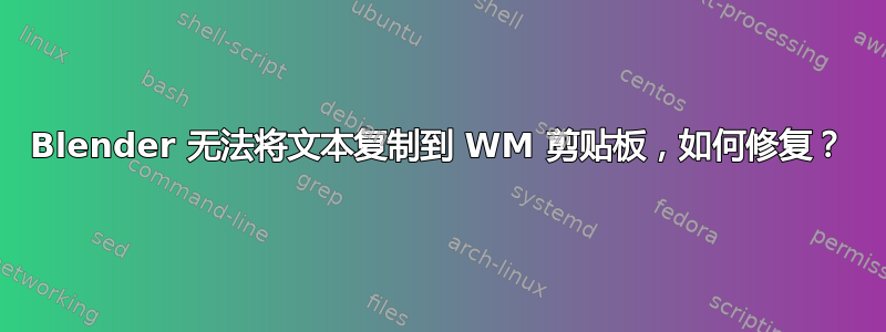 Blender 无法将文本复制到 WM 剪贴板，如何修复？