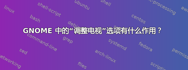 GNOME 中的“调整电视”选项有什么作用？