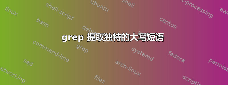 grep 提取独特的大写短语