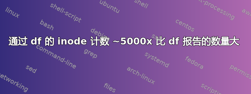 通过 df 的 inode 计数 ~5000x 比 df 报告的数量大