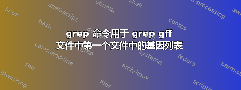 grep 命令用于 grep gff 文件中第一个文件中的基因列表