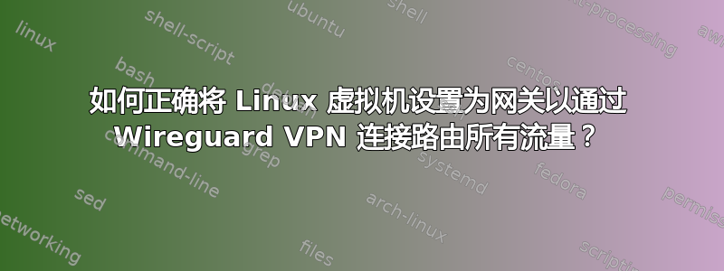 如何正确将 Linux 虚拟机设置为网关以通过 Wireguard VPN 连接路由所有流量？