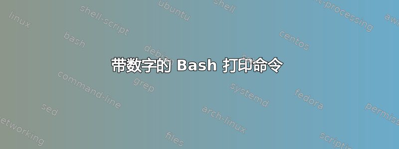 带数字的 Bash 打印命令