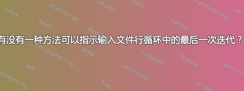 有没有一种方法可以指示输入文件行循环中的最后一次迭代？