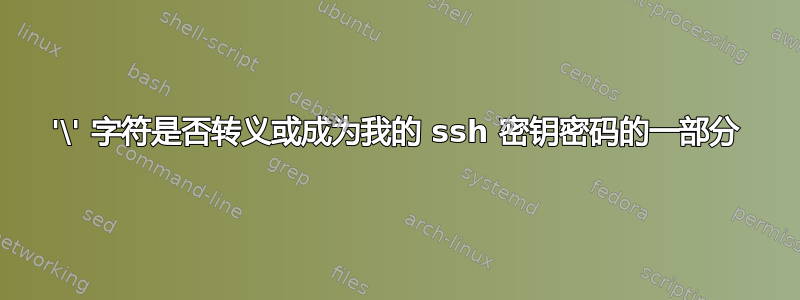 '\' 字符是否转义或成为我的 ssh 密钥密码的一部分