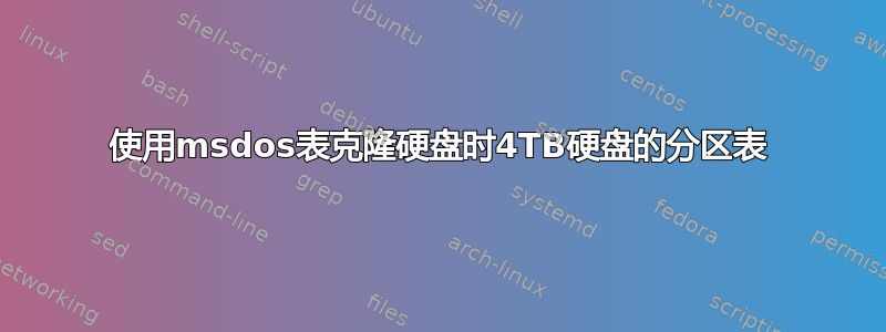 使用msdos表克隆硬盘时4TB硬盘的分区表