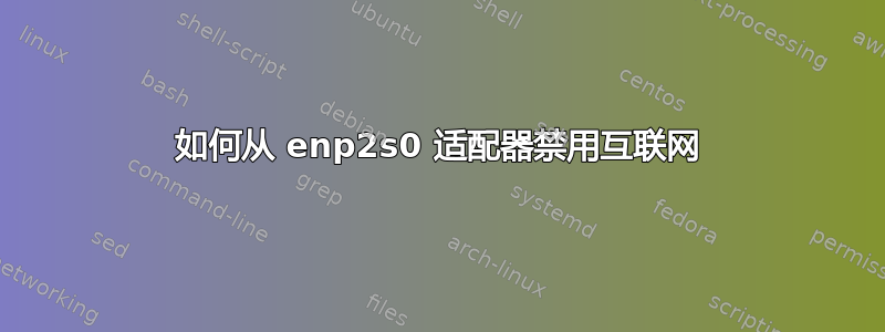 如何从 enp2s0 适配器禁用互联网