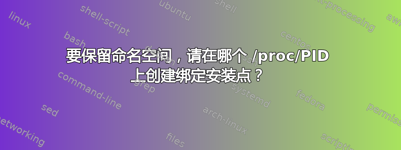 要保留命名空间，请在哪个 /proc/PID 上创建绑定安装点？