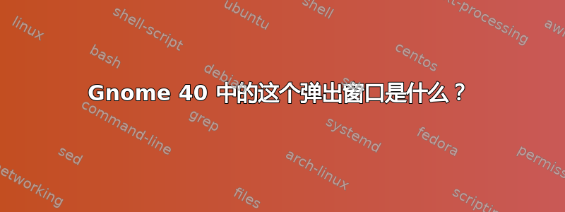 Gnome 40 中的这个弹出窗口是什么？