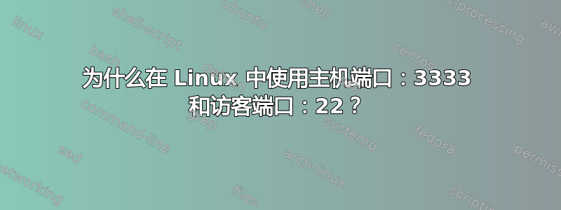 为什么在 Linux 中使用主机端口：3333 和访客端口：22？