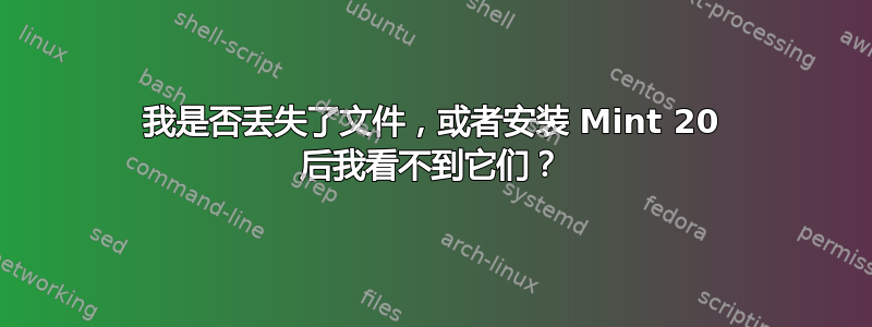 我是否丢失了文件，或者安装 Mint 20 后我看不到它们？