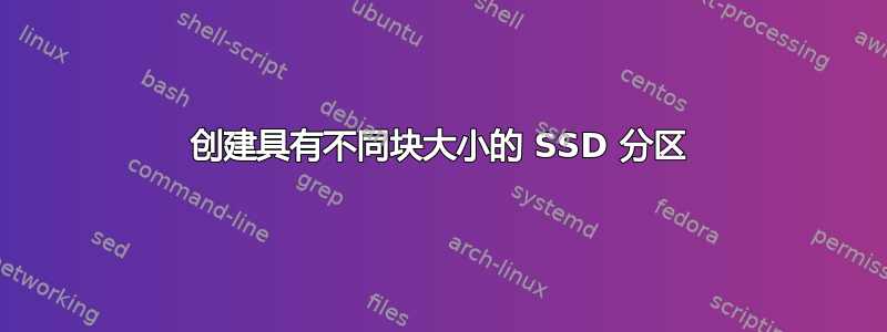 创建具有不同块大小的 SSD 分区