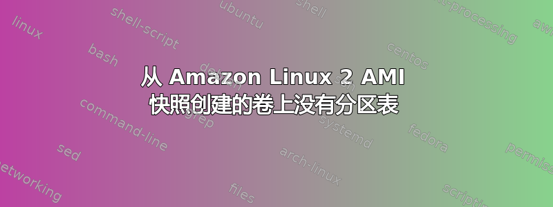 从 Amazon Linux 2 AMI 快照创建的卷上没有分区表