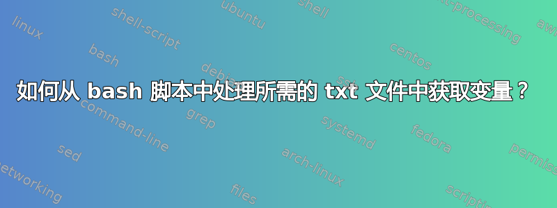 如何从 bash 脚本中处理所需的 txt 文件中获取变量？