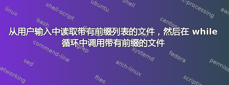 从用户输入中读取带有前缀列表的文件，然后在 while 循环中调用带有前缀的文件