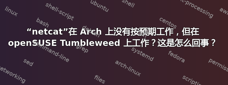 “netcat”在 Arch 上没有按预期工作，但在 openSUSE Tumbleweed 上工作？这是怎么回事？