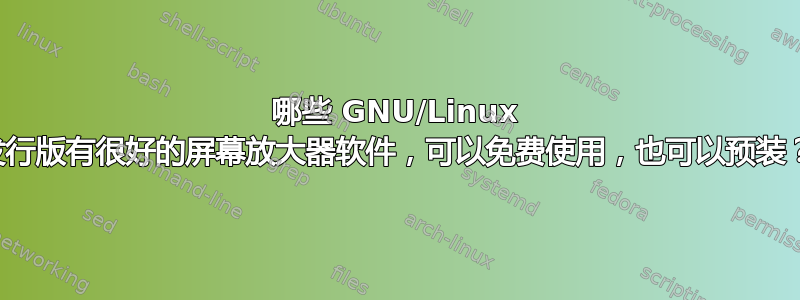 哪些 GNU/Linux 发行版有很好的屏幕放大器软件，可以免费使用，也可以预装？