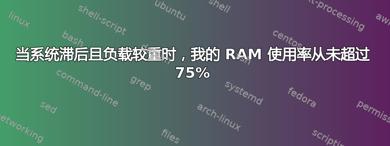 当系统滞后且负载较重时，我的 RAM 使用率从未超过 75%