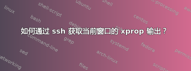 如何通过 ssh 获取当前窗口的 xprop 输出？