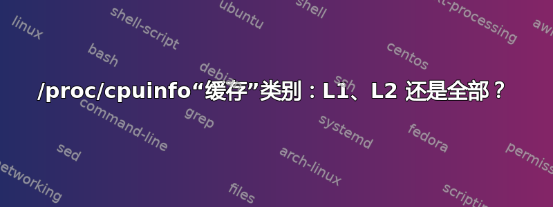 /proc/cpuinfo“缓存”类别：L1、L2 还是全部？