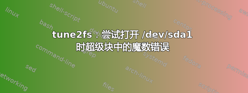 tune2fs：尝试打开 /dev/sda1 时超级块中的魔数错误