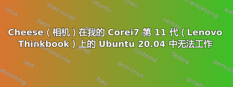 Cheese（相机）在我的 Corei7 第 11 代（Lenovo Thinkbook）上的 Ubuntu 20.04 中无法工作