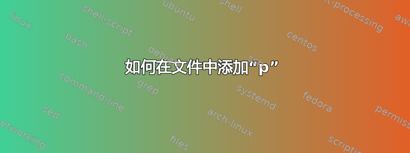 如何在文件中添加“p”