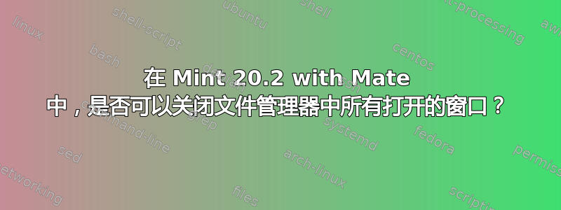 在 Mint 20.2 with Mate 中，是否可以关闭文件管理器中所有打开的窗口？