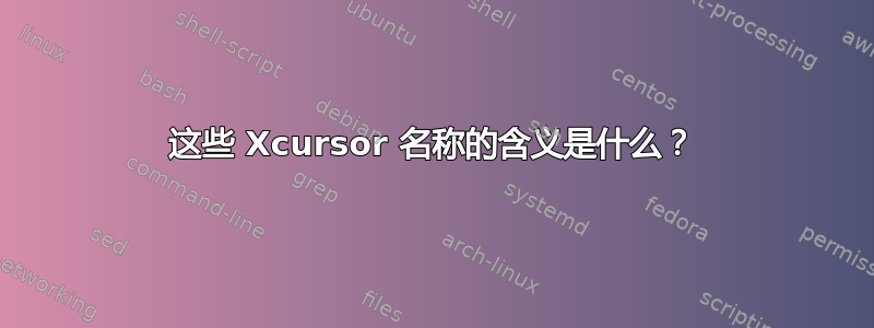 这些 Xcursor 名称的含义是什么？