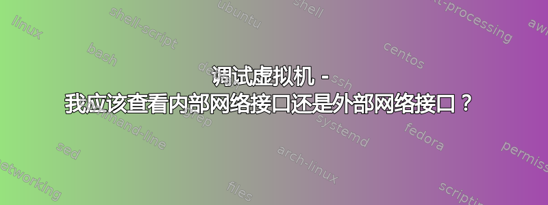 调试虚拟机 - 我应该查看内部网络接口还是外部网络接口？