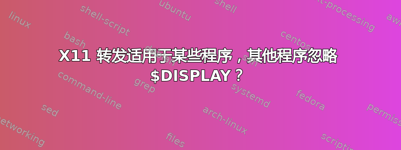 X11 转发适用于某些程序，其他程序忽略 $DISPLAY？