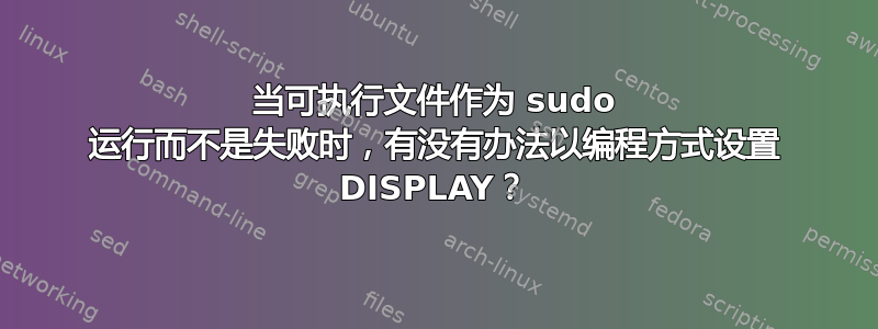 当可执行文件作为 sudo 运行而不是失败时，有没有办法以编程方式设置 DISPLAY？