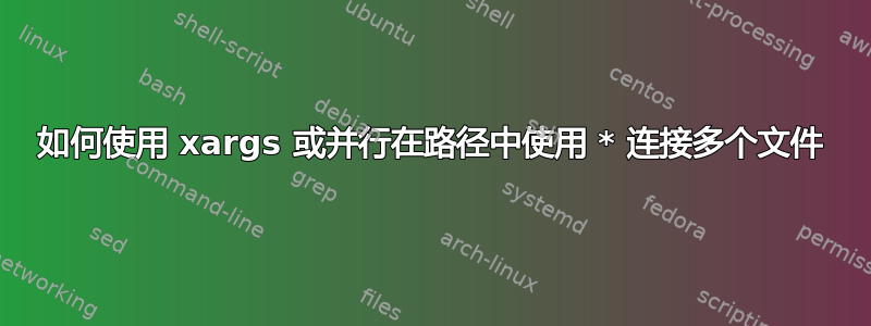 如何使用 xargs 或并行在路径中使用 * 连接多个文件