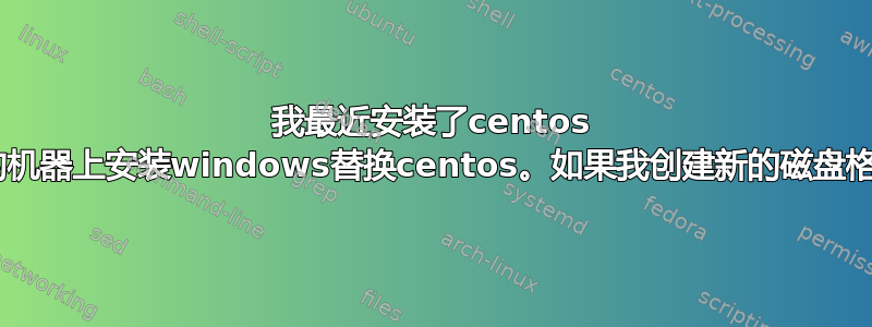 我最近安装了centos 8，我需要从我的机器上安装windows替换centos。如果我创建新的磁盘格式，该怎么办？