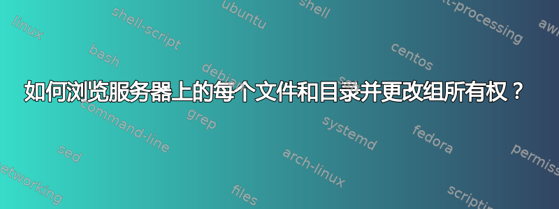 如何浏览服务器上的每个文件和目录并更改组所有权？