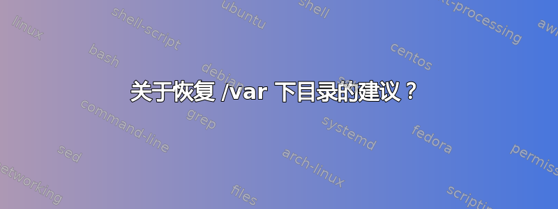 关于恢复 /var 下目录的建议？