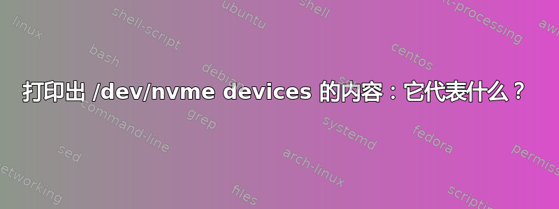 打印出 /dev/nvme devices 的内容：它代表什么？