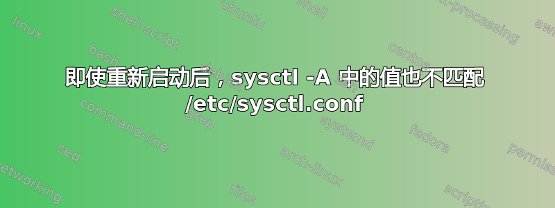 即使重新启动后，sysctl -A 中的值也不匹配 /etc/sysctl.conf