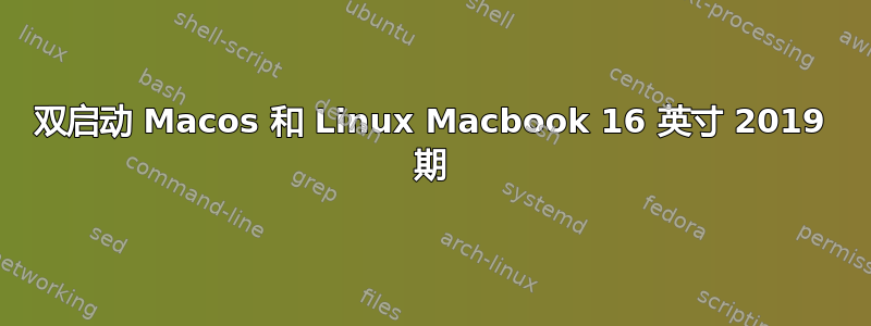 双启动 Macos 和 Linux Macbook 16 英寸 2019 期