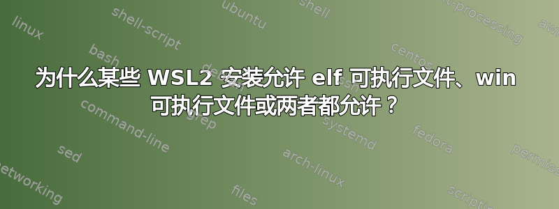 为什么某些 WSL2 安装允许 elf 可执行文件、win 可执行文件或两者都允许？