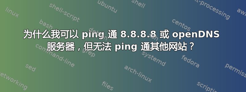 为什么我可以 ping 通 8.8.8.8 或 openDNS 服务器，但无法 ping 通其他网站？