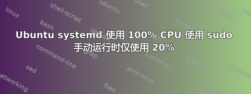 Ubuntu systemd 使用 100% CPU 使用 sudo 手动运行时仅使用 20%