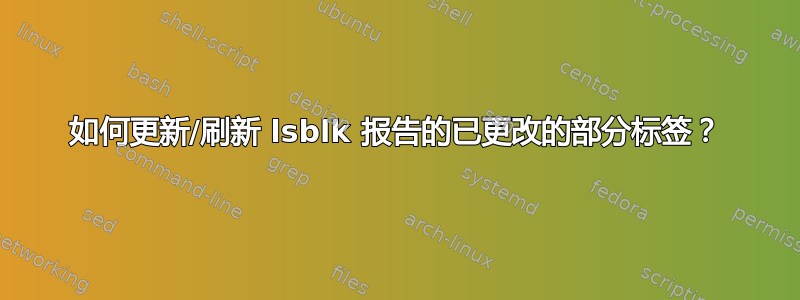 如何更新/刷新 lsblk 报告的已更改的部分标签？