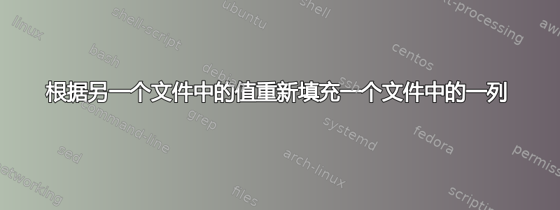 根据另一个文件中的值重新填充一个文件中的一列