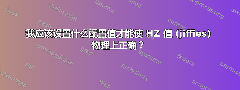 我应该设置什么配置值才能使 HZ 值 (jiffies) 物理上正确？